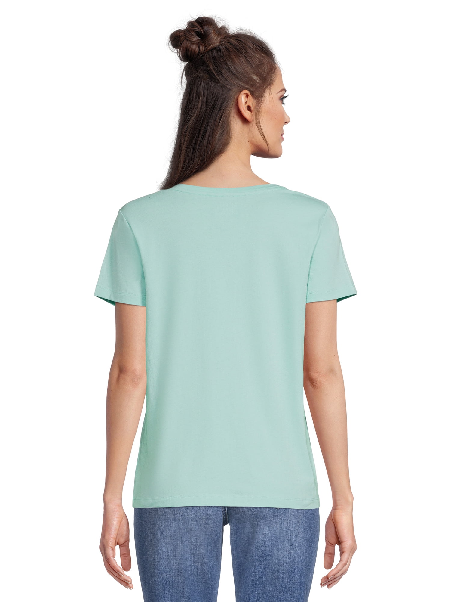 Time and Tru Women's Cotton V-Neck T-Shirt