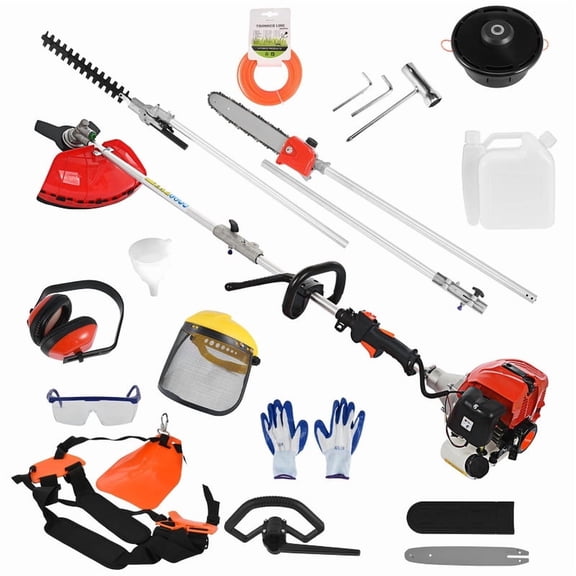 2025 Upgraded 5 in 1 Gas Weed Eater, 52CC 2 Stroke Gas Multi Functional Trimming Tools, 9500rpm High Power Weed Wacker, String Trimmer, Brush Cutter for Garden, Yard, Home