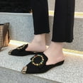 thumbnail image 3 of Discount Women Flat Slippers Casual Ladies Pointed Toe Square Rhinestone Buckle Shoes, 3 of 8