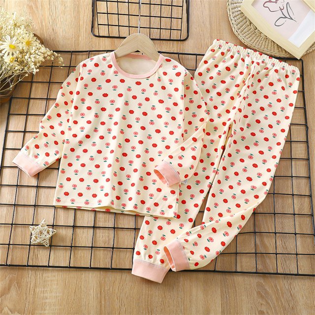 LSLJS Vêtements d'Automne et d'Hiver pour Bébé Garçon Fille Couleur Unie Imprimé Floral Manches Longues Col Rond Chandail en Molleton Haut Pantalon Décontracté Ensemble 2 Pcs Mignon Tenue de Maison