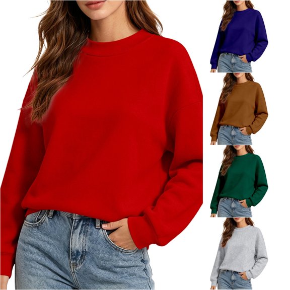Bigetiay Womens Color Block Sweatshirt Long Sleeve Loose Fit Pullover Women Winter Fashion XXXL