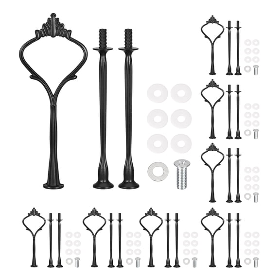 Uxcell 8 Set Cake Tray Stand Handle Plate Hardware Fitting, 3-Tiers Crown Black