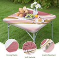 thumbnail image 4 of Pink Gold Marble Pattern Square Fitted Tablecloth with Elastic Edge,Square Table Cover,Washable Elastic Table Cover for Home Kitchen Party Decor 34"x34", 4 of 6