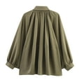 thumbnail image 5 of STICHOU Puffed Jacket for Women Oversized Casual Batwing Sleeve Lapel Collar Streetwear Fashion Zip Pleated Shirts Army Green S, 5 of 5