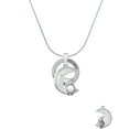 thumbnail image 2 of Delight Jewelry Silvertone Large Imitation Pearl Owl Sitting on White Moon Hockey Ring Charm Necklace, 18", 2 of 4