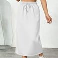 thumbnail image 4 of Inleife Women's High-Waisted A-Line Skirts Leisure Commuting Loose Elastic Waist Solid Color Skirt Split Skirt White XL, 4 of 5