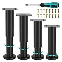 4Pcs Upgraded Metal Adjustable Furniture Legs 4.72-7.08 Inch,Replacement Legs for Bed Sofa Cabinet Couch Dresser Table B,1set * Furniture Legs,Black