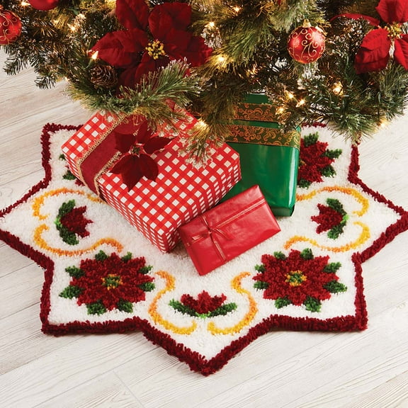 Herrschners® Poinsettia Star Tree Skirt Latch Hook Kit