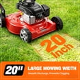 thumbnail image 2 of EAYSG 20-Inch 144cc 4-Cycle Gas Walk-Behind Push Lawn Mower, 2-in-1 Mulching & Side Discharge, 3-Position Height Adjustment, Lightweight Steel Deck, Black, 2 of 6