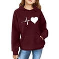 thumbnail image 2 of XQYLOS Girls 𝖶affle-Knit Hoodies Cute Drawstring Pullover Funny Football Graphic Hooded Sweatshirt Game Casual Top, 2 of 8