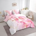 thumbnail image 2 of spefrowx Marble Ombre Bowknot Twin Bedding for Kids, Cherry Blossoms Pink Stripes Bedding Comforter Set, Pink Reversible, 7pcs, 2 of 6