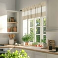 thumbnail image 3 of Country Retro Valances for Windows, 42 x 12in, Vintage Linen Texture Rod Pocket Kitchen Valance Curtain Light Filtering Window Treatments for Living Room Bedroom, 1 Panel, 3 of 7