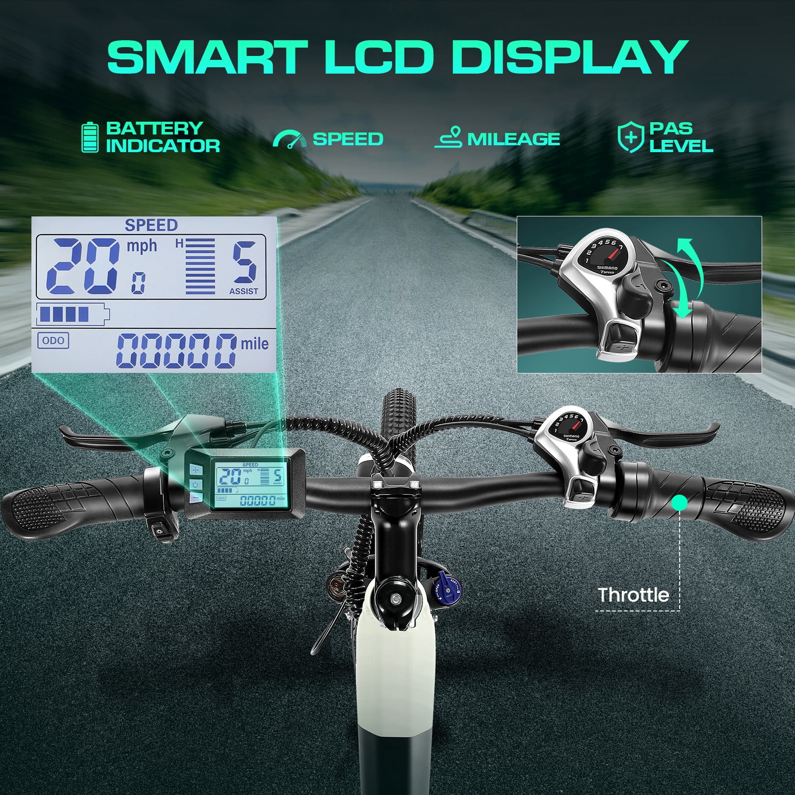 WOOKEN Electric Bike for Adults ,48V 10.4Ah Removable Battery and up to 50Miles 19.8MPH, 26" x 2.1" Electric Commuter Bike with 7-Speed and Front Suspension, UL 2849