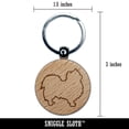thumbnail image 2 of Long Coat Chihuahua Dog Outline Round Keychain Charm Tag - Engraved Wood, 2 of 6