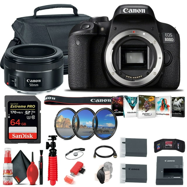 Canon EOS Rebel 800D / T7i Appareil Photo Reflex Numérique + Objectif Canon EF 50mm + 64 Go + Plus