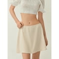 thumbnail image 4 of Rdhnmea Women's Elegant Satin Mini Skirt, Lace Trim Mini Bow Silk Skirt, 4 of 9