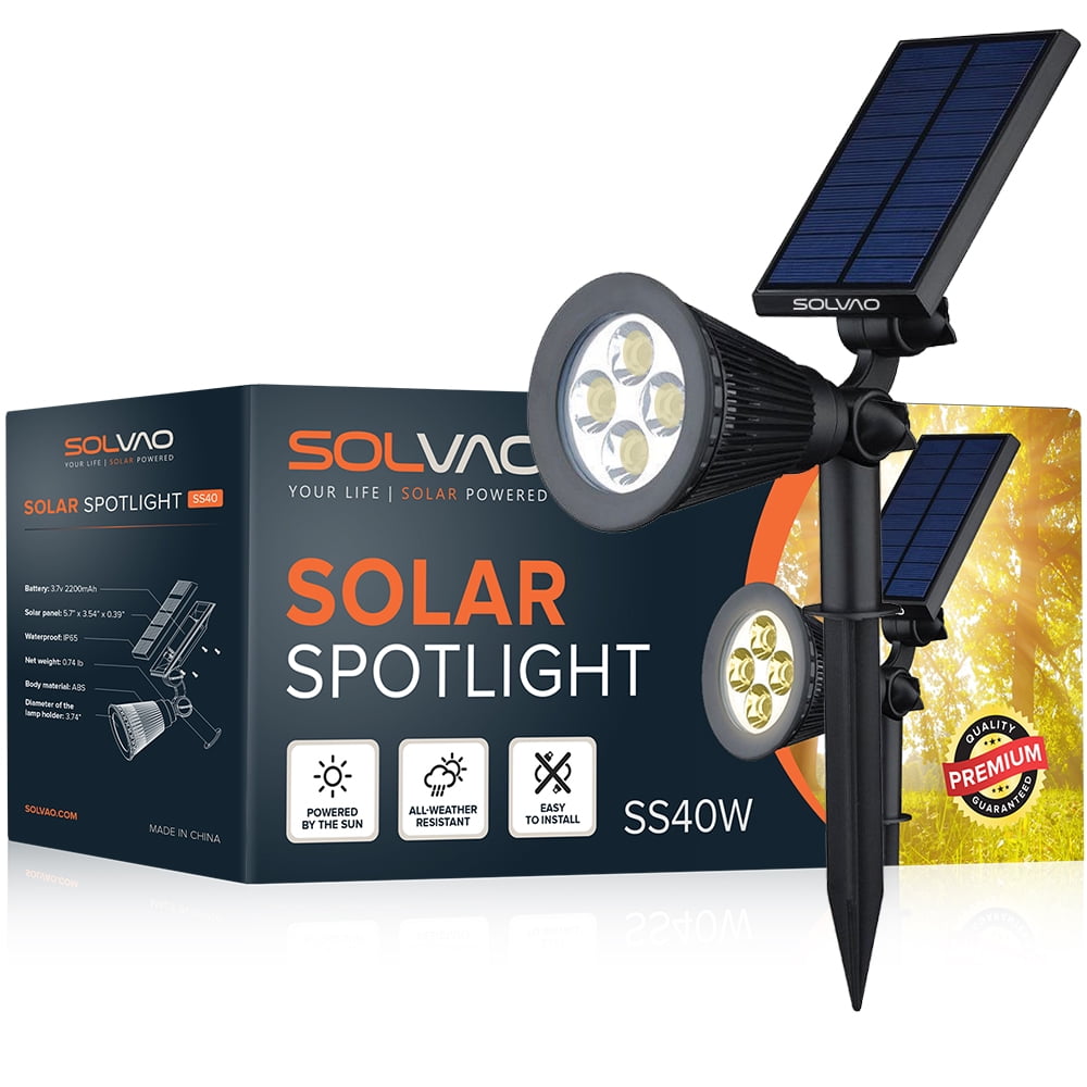 SOLVAO Solar Spotlight - Ultra Bright, Waterproof, Outdoor LED Spot Light (Warm White)