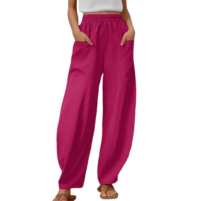 Pantalon Large Décontracté pour Femmes avec Poches - Léger, Respirant, Polyester, Adapté à Plusieurs Saisons