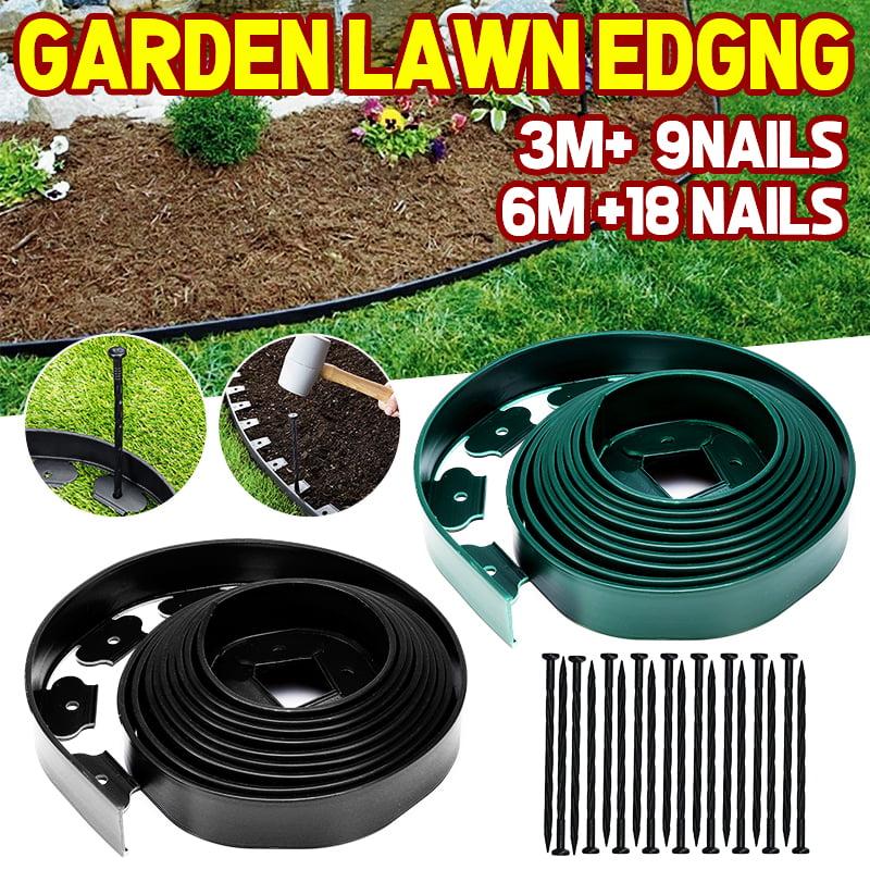 Garden Edging Lawn Edge 6m STRONG  Flexible Plastic Grass Border Wall 