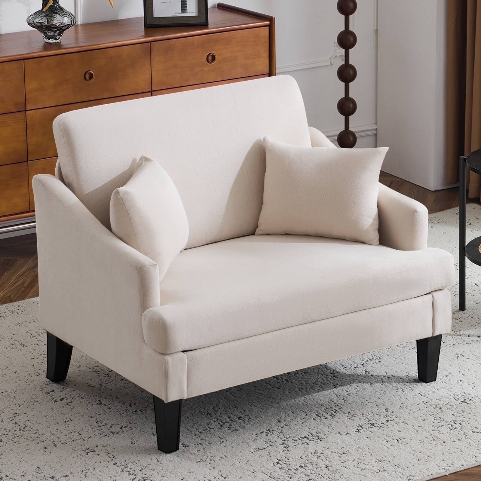 Bezseller Oversized Accent Chair with High Back, Armchair for Living Room or Bedroom, Beige