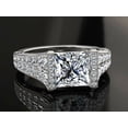 thumbnail image 2 of HeartsAndYou 4ct Princess Moissanite Dual Row Accent Solitaire Vintage Inspired Ring 18k White Gold over Silver, 2 of 7