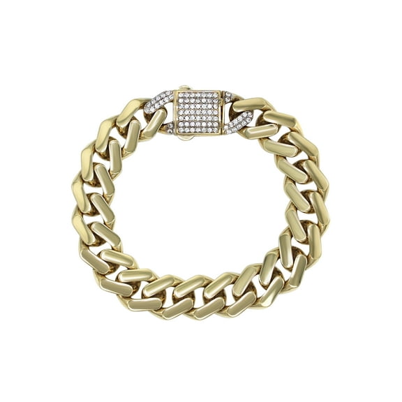 Semi Solid Monaco Mens Miami Cuban Link Bracelet 10K/14K Yellow Gold