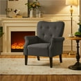 thumbnail image 4 of Yaheetech Modern Upholstered Accent Chair with Wooden Leg for Living Room, Dark Gray, 4 of 10