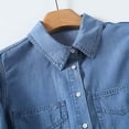 thumbnail image 5 of tarylea Jean Button Down Shirts for Women with Pocket Short Sleeve Loose Fitted Business Casual Summer Tops, 5 of 8