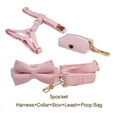 thumbnail image 1 of Pink Corduroy Dog Collar And Leash Set With Custom Engraved Nameplate, 1 of 17