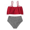 thumbnail image 3 of CEHVOM Women Printing Small Fresh Solid Color Swimsuit Split Bikini Set Swimwear, 3 of 5