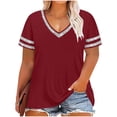 thumbnail image 2 of Aimik Women's Fashion V Neck Short Sleeve Solid Plus Size Tops Summer Comfortable Casual and Loose Sports T-Shirt, 2 of 6