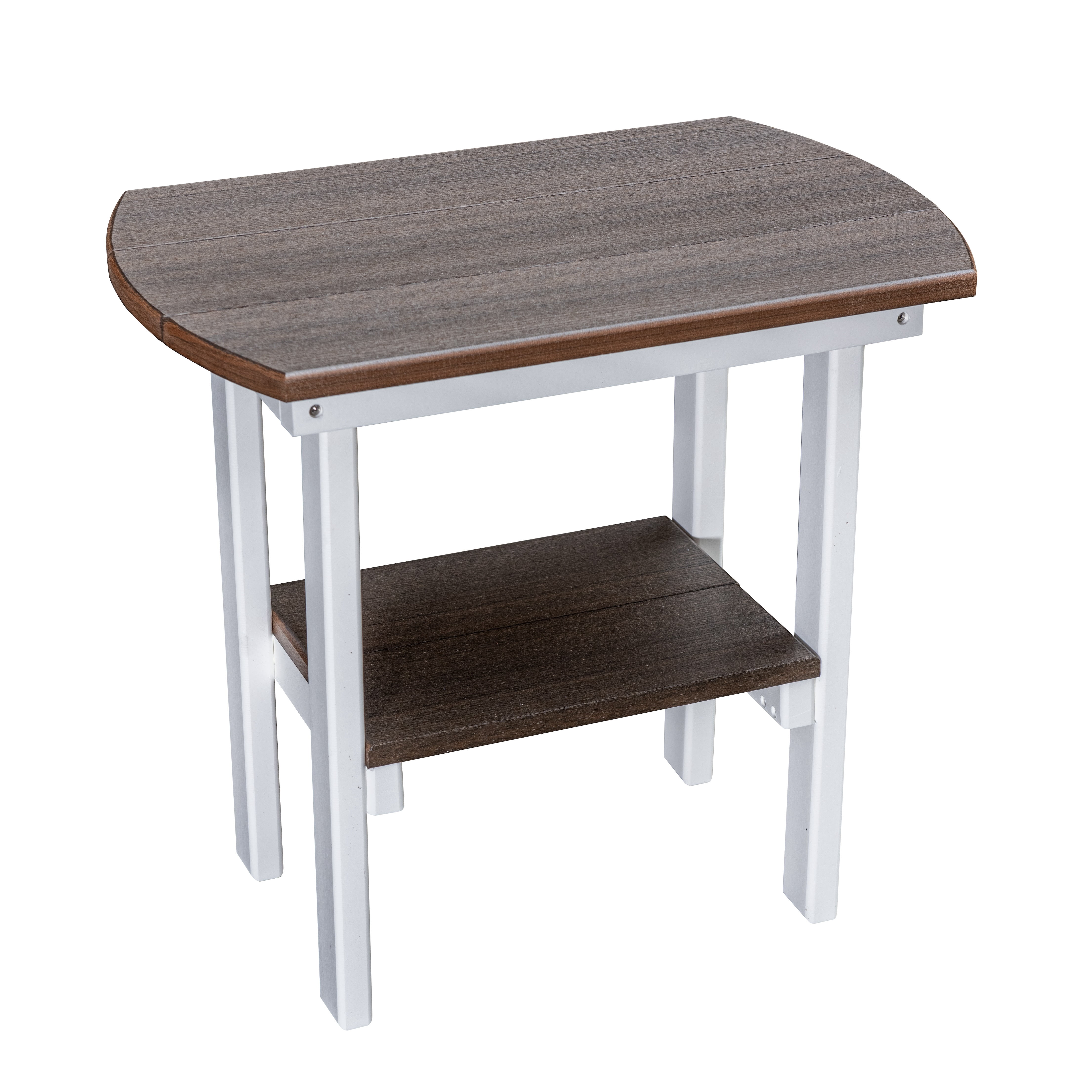 American Furniture Classics Model 525BZWT Outdoor Oval End Table in Brazilian Walnut on a White Base