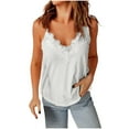 thumbnail image 2 of Htigea Clearanc Women's Satin Camisole Lace Satin Pajama Tank Tops V Neck Soft Spaghetti Strap Loose Sleepwear Today Sales White,XL, 2 of 6