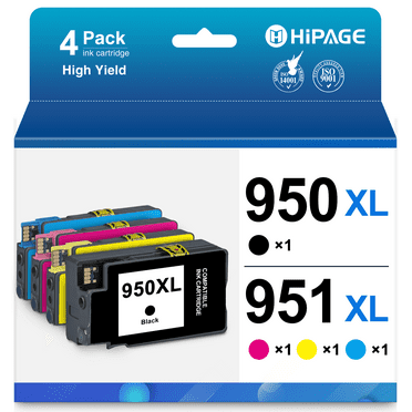 950XL Compatible for HP 950 and 951 Ink Cartridges for HP 950 Ink for  Officejet Pro 8100 8600 8610 8620 8630 Printer (Black Yellow Magenta Cyan)