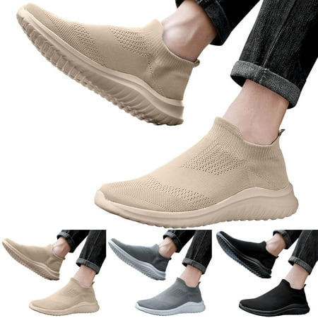

eczipvz Men Shoes Men And Women Sports Shoes Couple Style Simple Solid Mesh Breathable Comfortable Non Slip Soft Sole Sneaker for Men (Khaki 9)