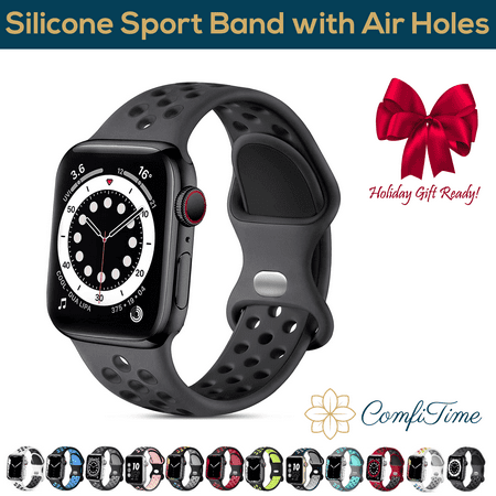 ComfiTime Apple Watch Band – Stretchy iWatch Sport Bands 38mm 40mm 41mm 42mm 44mm 45 mm for Women & Men, Breathable Silicone Bracelet Apple Watch Strap for Series SE 9 8 7 6 5 4 3 2 1 & Ultra 1 2