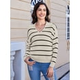 thumbnail image 5 of Scacto Women's Striped Pullover Sweater Casual Loose Color Block Long Sleeve V Neck Knitted Jumper Tops, 5 of 5