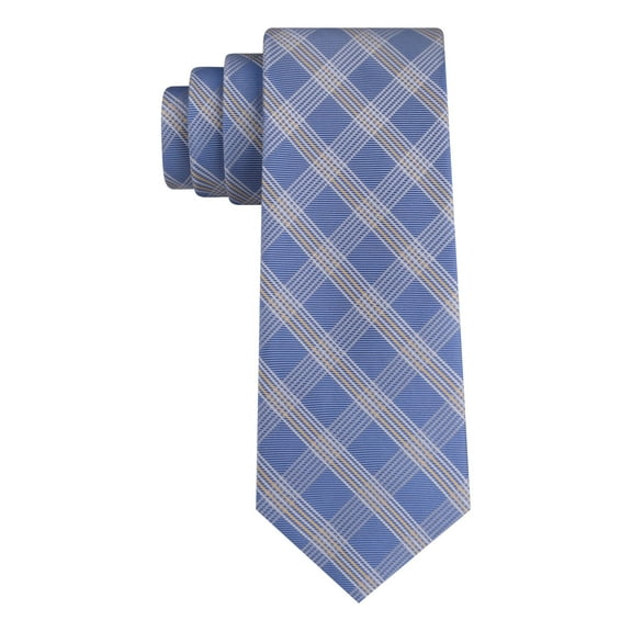 TOMMY HILFIGER Mens Light Blue Glen Check Silk Skinny Neck Tie