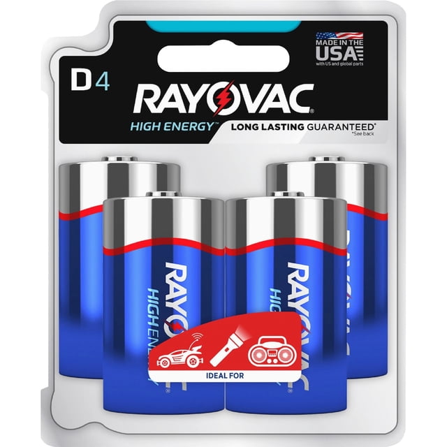 Batería Rayovac RAY8134TK alcalina D, paquete de 4
