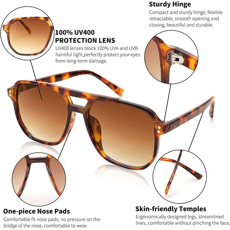 FEISEDY Retro Square Aviator Sunglasses Women Men 70s  display picture 1