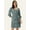 Green, variant on DressBerry Women's Printed Poly Crepe Dress Casual Summer Long Puffed Sleeves Above Knee Length High Waist Square Neck Buttoned Front Western Style Light Weighted Straight Cut Short Dress