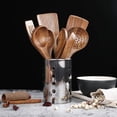 thumbnail image 4 of Cucharas de madera para cocinar, juego de utensilios de cocina antiadherentes, juego de cucharas de madera para cocinar, utensilios de madera de teca natural antirayaduras, paquete de 8, 4 of 7