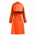 thumbnail image 3 of Trench Coat Women Solid-Color Lapel Double-Breasted Slim-Fit Long Street Style, 3 of 3