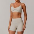 thumbnail image 5 of PISONIC Women Two Piece Workout Sets Support Ruched Cross Back Sports Bras Matching Booty Lifting Shorts Gym Yoga Outfits, 5 of 6