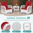 thumbnail image 4 of MEETWARM 3 Pieces Outdoor Wicker Swivel Rocker Patio Set, Rocking Chairs Rattan Patio Furniture Sets with Thickened Cushion and Glass-Top Coffee Table, Conversation Bistro Set, White Wicker/Red, 4 of 8
