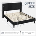 thumbnail image 3 of Yaheetech Upholstered Platform Bed Frame with Channel Tufted Headboard, Queen, Black, 3 of 4