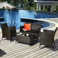 thumbnail image 2 of Costway 8PCS Rattan Patio Furniture Set Cushioned Sofa Chair Coffee Table Black, 2 of 9