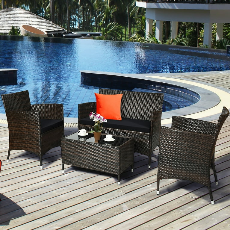 Costway 8pcs patio furniture set cushioned sofa coffee table sale
