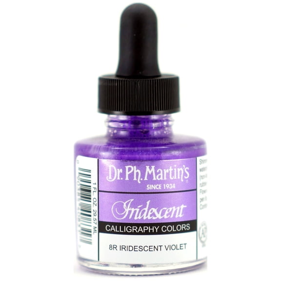 Dr. Ph. Martin's® Iridescent Calligraphy Color (8R) Ink Bottle, 1.0 US fl oz, Iridescent Violet, 1 Bottle