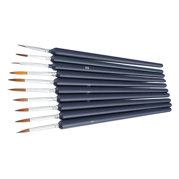 LABSERRON 10Pcs Paint Brushes Detail for Art Supplies Artists Black Aluminum Tube Fine Detail